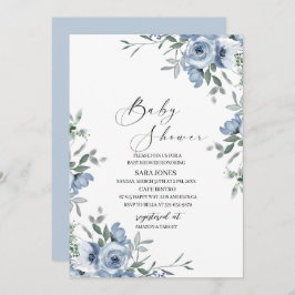 Möhippan Sho för blommor och löv i marinblått vatt Inbjudningar