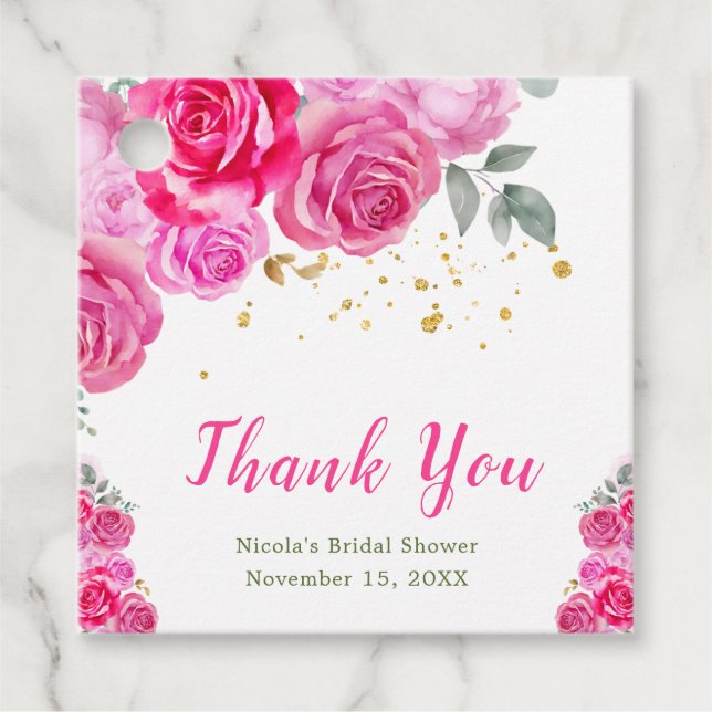 Möhippan shock rosa Blommigt Gåvor Etiketter (Framsida)