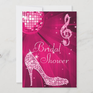 Möhippan shock rosa Disco Boll & Gnistra Heels Inbjudningar