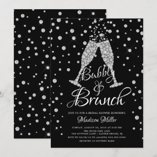 Möhippan silver & Black Bubly & Brunch Inbjudningar