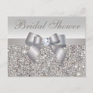 Möhippan Silver Sequins Bow & Diamond Inbjudningar