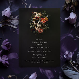 Möhippan Skull för mörk Moody Black Gotham Blommig Inbjudningar