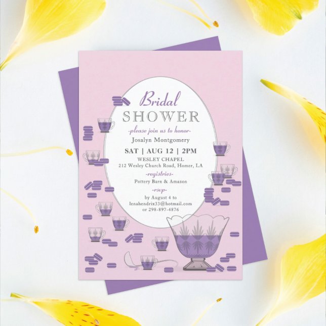 Möhippan Slå lila Macarons & Crystal Set Inbjudningar (Skapare uppladdad)