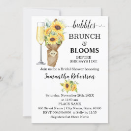 Möhippan Solblommor Bubbles Brunch & Blooms Inbjudningar