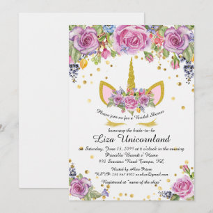 Möhippan som hedrar, unicornen, vit, blommar inbjudningar