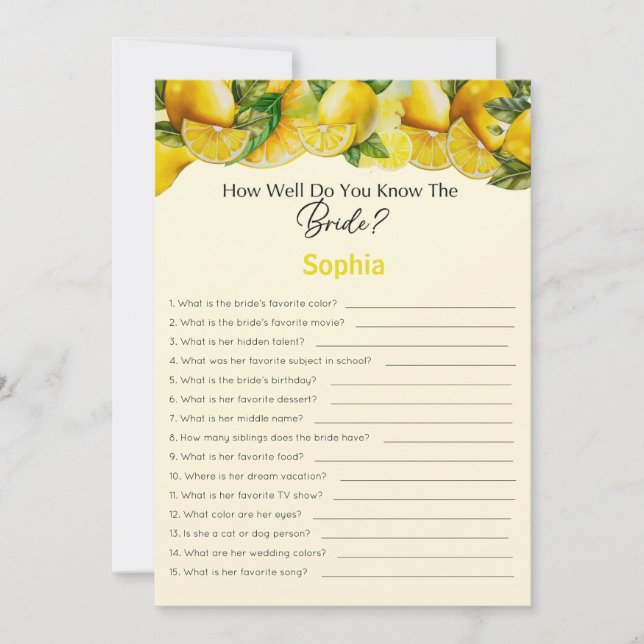 Möhippan spelar hur bra du känner till brickan inbjudningar (Framsida)