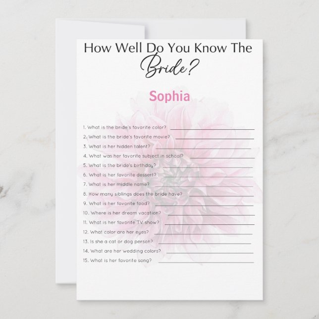 Möhippan spelar hur bra du känner till brickan inbjudningar (Framsida)