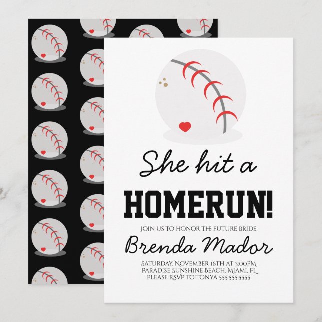 Möhippan Sports Baseball Homerun Älskare Inbjudningar (Fram/baksida)