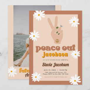 MÖHIPPAN STEVIE Retro 70s Daisy Peace Out Inbjudningar