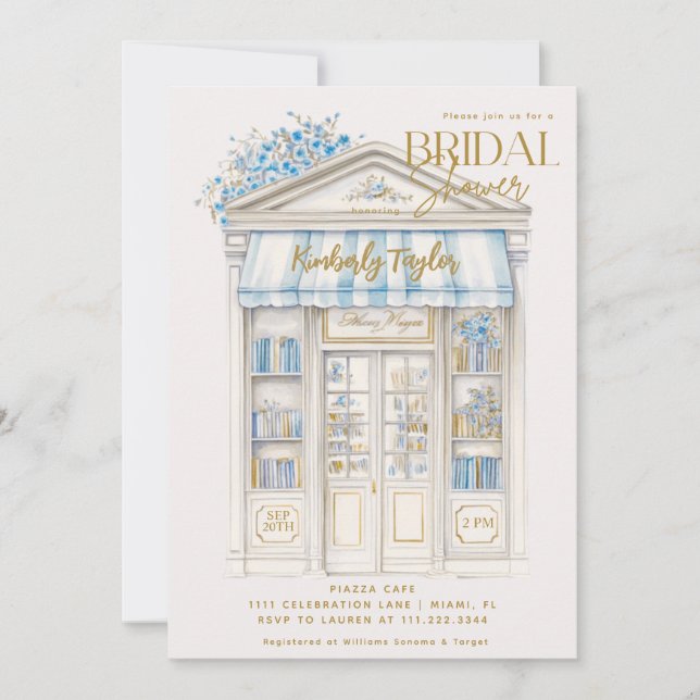 Möhippan Story Bok Blue Bookstore Bibliotek Inbjudningar (Framsida)