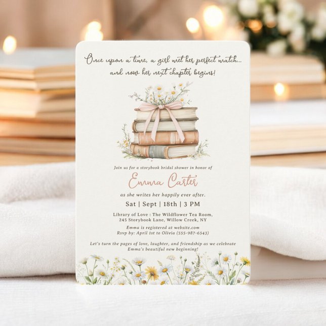 Möhippan Storybook New Chapter Wildblommor Inbjudningar (Storybook New Chapter Wildflowers bridal shower Invitation)