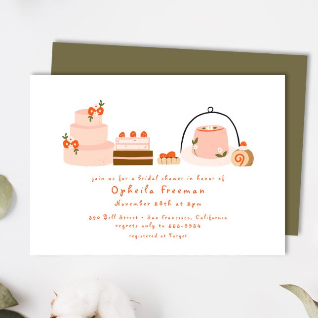 Möhippan Sweet Dessert Hand plockade Berry Cakes Inbjudningar (Skapare uppladdad)