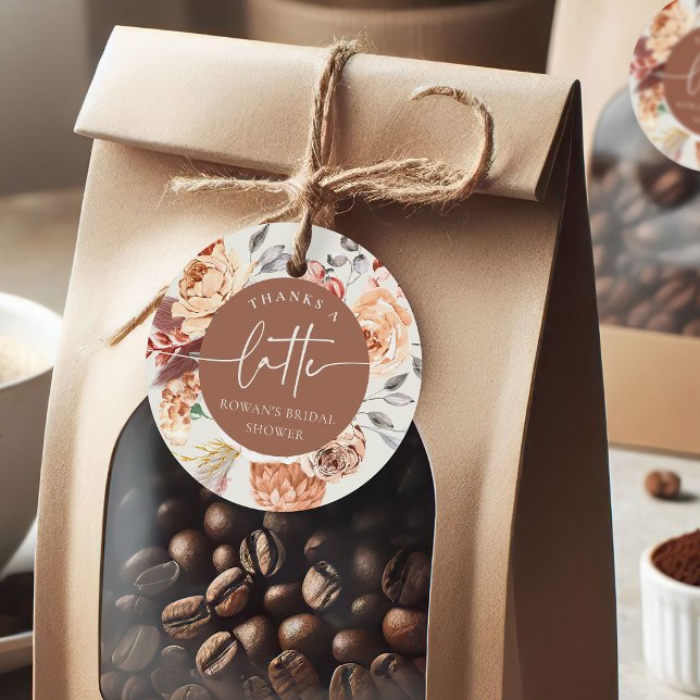 Möhippan "Tack för sent" för blommigt-kaffetema Gåvor Etiketter (Skapare uppladdad)