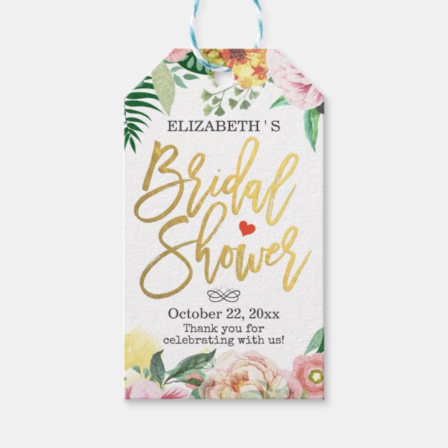 Möhippan Tack Gift-Märkre för vattenfärgsBlommigt Presentetikett (Framsidan)