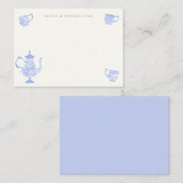 Möhippan Tea Party Chinoiserie Blue Chic Snöre Anteckningskort