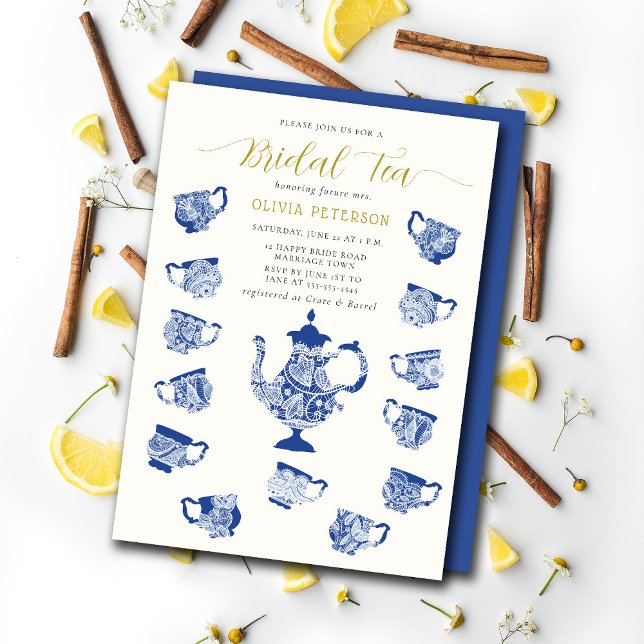 Möhippan Tea Party Chinoiserie Snöre Inbjudningar (Skapare uppladdad)