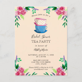 Möhippan Tea Party Flowers Cute Söt blommigt Vykort