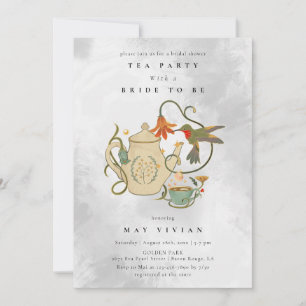 Möhippan Tea Party i blommigt med vattenfärgen Fae Inbjudningar
