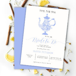 Möhippan Tea Party Lavender Blue Modern Snöre Inbjudningar
