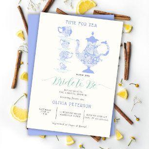 Möhippan Tea Party Lavender Teal Boho Snöre Inbjudningar