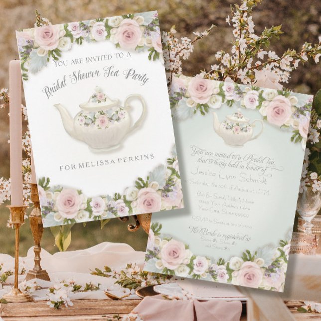 Möhippan Tea Party  Ro Succulent Löv Inbjudningar (Skapare uppladdad)