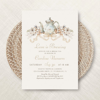 Möhippan Tea Party Shower för hösten Tekanna Inbjudningar