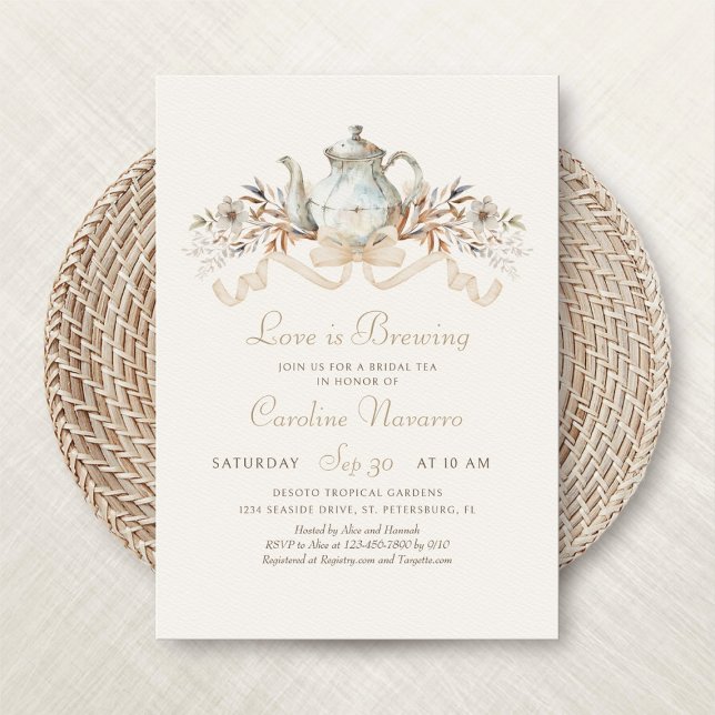 Möhippan Tea Party Shower för hösten Tekanna Inbjudningar (Skapare uppladdad)