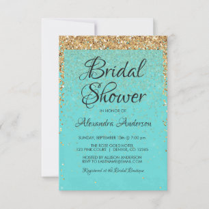 Möhippan Teal Blue Girly Glitter Gnistra Inbjudningar
