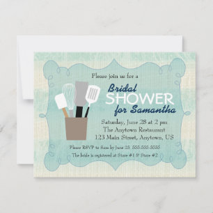 Möhippan Teal & Cream Burlap Inbjudningar