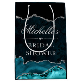 Möhippan Teal Silver Glitter Marble Agate