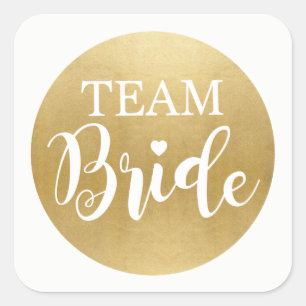 MÖHIPPAN TEAM BRIDE Möhippa Stickers Guld Fyrkantigt Klistermärke