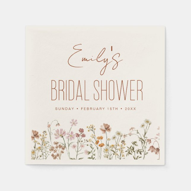 Möhippan Terracotta Wildblomma Boho i Bloom Pappersservett (Framsidan)