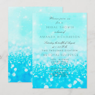 Möhippan Tiffany Ocean Blue Aqua Glitter Inbjudningar