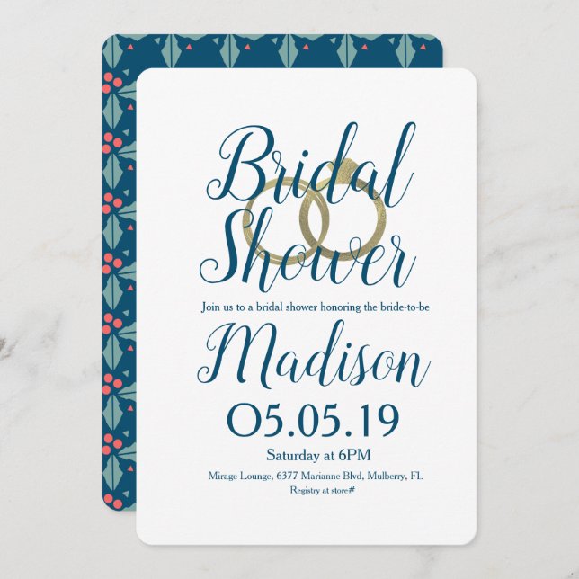 Möhippan  till julhelgen Berry Foil Ringar Inbjudningar (Fram/baksida)