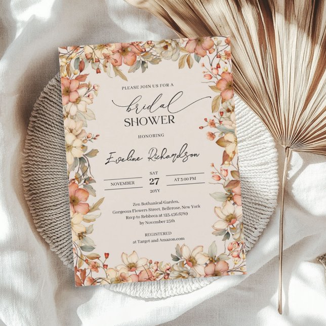 Möhippan trendig vattencolor wildblommor meadow inbjudningar (Trendy watercolor wildflowers meadow Bridal Shower)