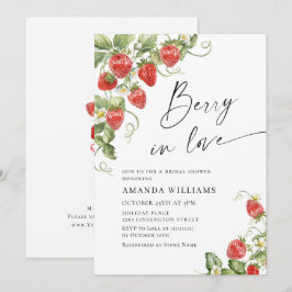 Möhippan trendig Watercolor Meadow Strawberry Inbjudningar