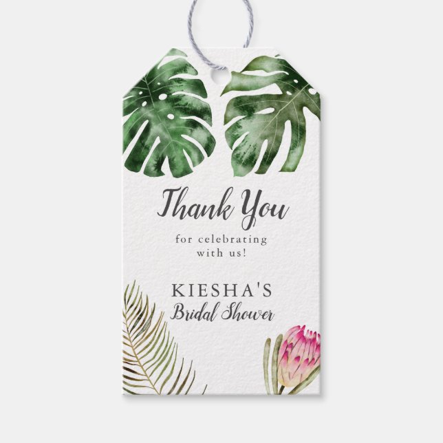 Möhippan Tropical Grey Modern Foliage Presentetikett (Framsidan)