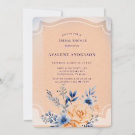 Möhippan Tunga persikor målad Blommigt Inbjudningar