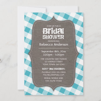 Möhippan Turcouise & White Gingham Canvas Inbjudningar