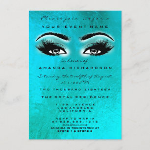 Möhippan Turqoise Blue Ocean Makeup Glitter Inbjudningar