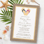 Möhippan Vänd-våg-Sandy Beach On Burlap Inbjudningar<br><div class="desc">De här flip-flopparna på burlap-duschduschinbjudningarna kommer att göra perfekten känd för vilken brud och brudgumm som helst! Utformningen har en underbar bakgrund av strålningseffekt med söta, flip-flops och flip-flops. Dessa inbjudningar kan vara personlig för ditt särskilda tillfälle och skulle göra perfekten till ett badbröllop, möhippa, förlovningsfest, födelsedagsfest och mycket, mycket...</div>