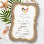 Möhippan Vänd-våg-Sandy Beach On Burlap Inbjudningar<br><div class="desc">De här flip-flopparna på burlap-duschduschinbjudningarna kommer att göra perfekten känd för vilken brud och brudgumm som helst! Utformningen har en underbar bakgrund av strålningseffekt med söta, flip-flops och flip-flops. Dessa inbjudningar kan vara personlig för ditt särskilda tillfälle och skulle göra perfekten till ett badbröllop, möhippa, förlovningsfest, födelsedagsfest och mycket, mycket...</div>