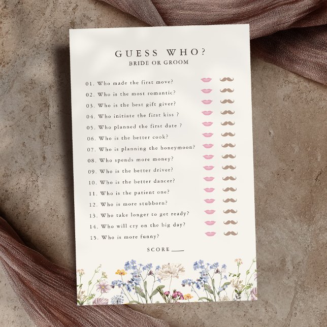 Möhippan Vår Wildblomme Meadow Garden (Spring Wildflower Meadow Garden Bridal Shower Game guess who? bride or groom)