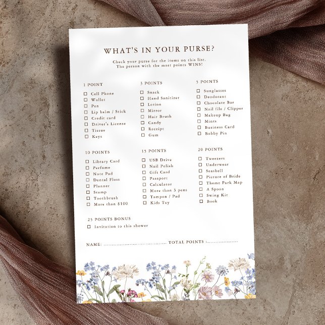 Möhippan Vår Wildblomme Meadow Garden (Spring Wildflower Meadow Garden Bridal Shower Game whats in your purse?
)