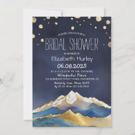 Möhippan Vattenfärgade blå guldfärgade oljeregiste Inbjudningar