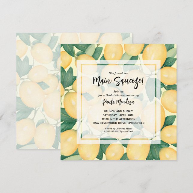 Möhippan Viktigaste Lemons Inbjudningar (Fram/baksida)