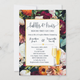 Möhippan vin Flowers Navy Bubbles and Brews Inbjudningar