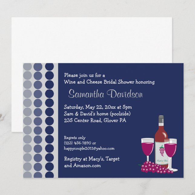 Möhippan vin och Party Inbjudningar (Fram/baksida)