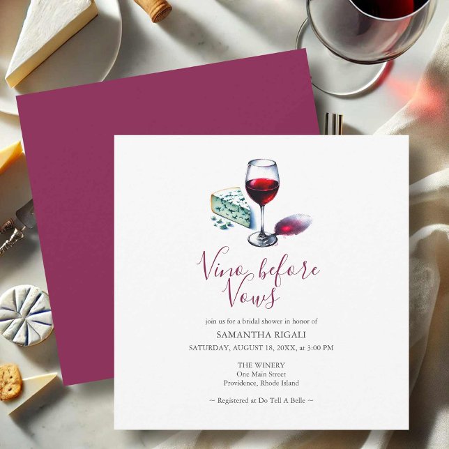 Möhippan Vino före Vows Inbjudningar (Wine bridal shower invitations hand drawn red wine and cheese exclusive to Do Tell A Belle)