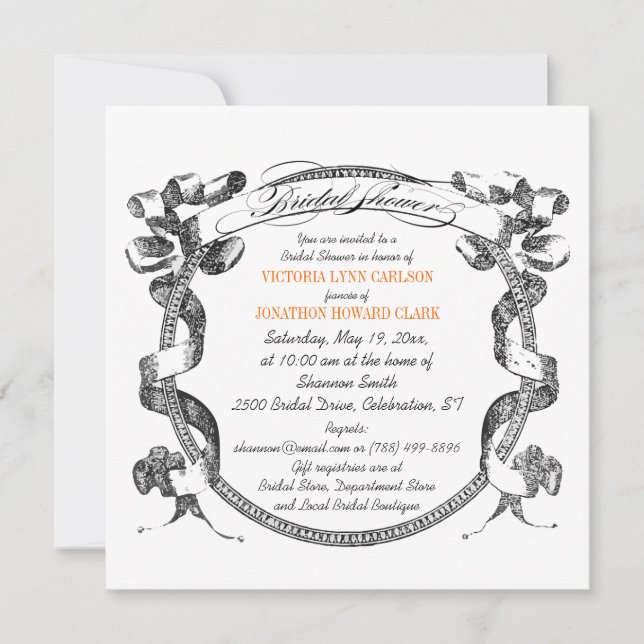 Möhippan vintage Banner Flourate Script Inbjudningar (Framsida)